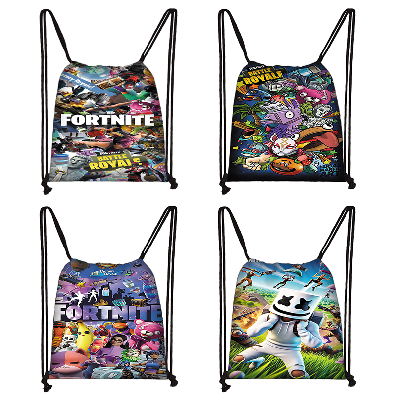 Sports Equipment Storage - 子供用プリント入り巾着ショッピングバッグ男性用ホットゲームデザイン-F-FortniteS女性用フットボールスポーツジム収納ヨガバックパック