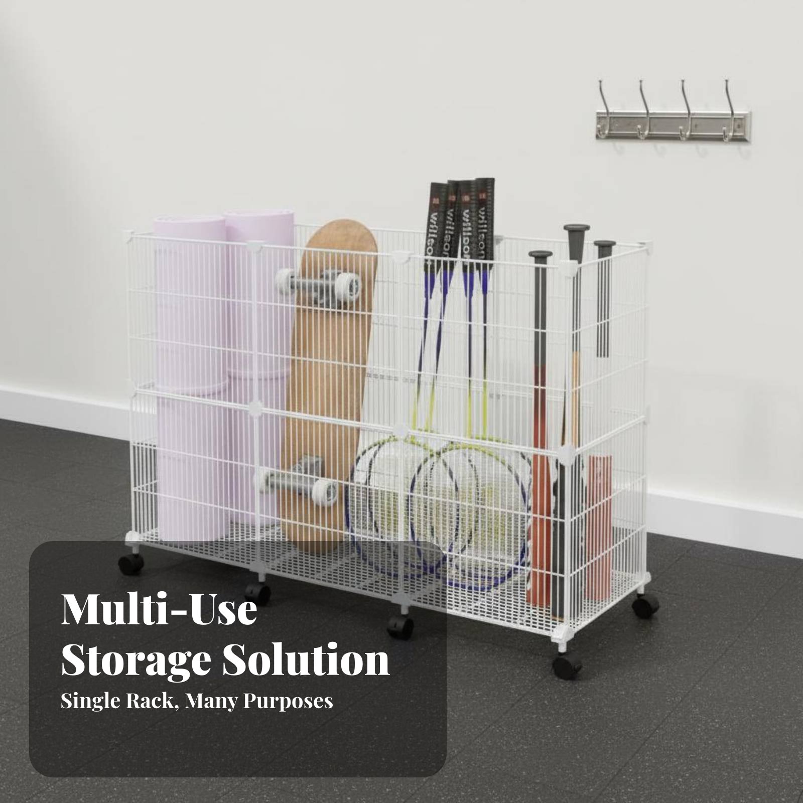 Sports Equipment Storage - スポーツ用品収納カート 頑丈なスポーツギアオーガナイザーラック 球形収納ビン 簡単に届く設計 ガレージ整理整頓