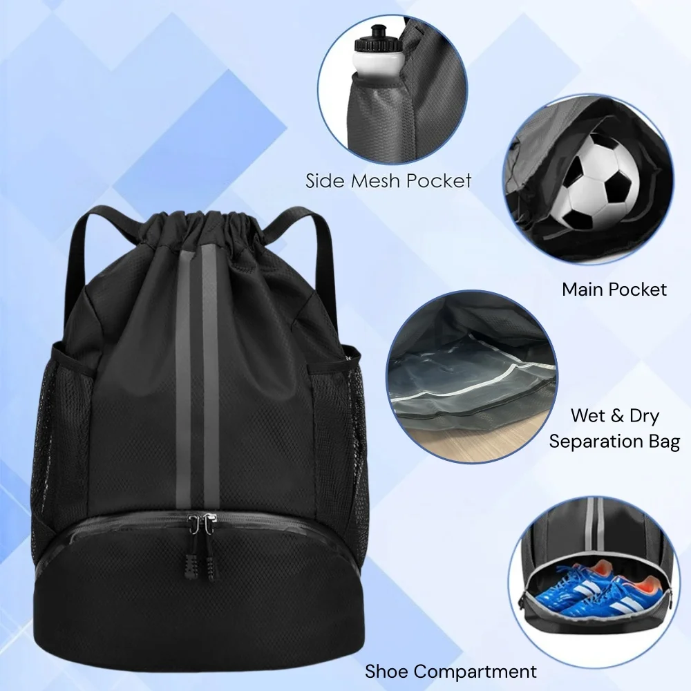 ドローストリング付きスポーツバックパック、軽量ジムバッグ、シ - Sports Equipment Storage のレビューと価格