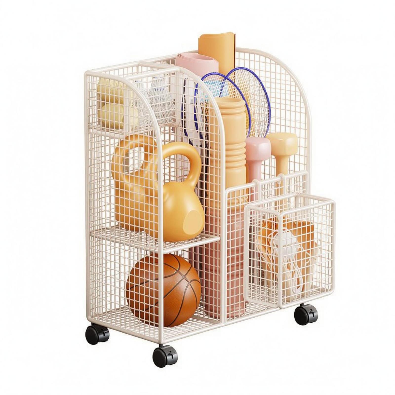 多段式金属製ワイヤー収納カート（スポーツ用品やヨガマット用、 - Sports Equipment Storage のレビューと価格