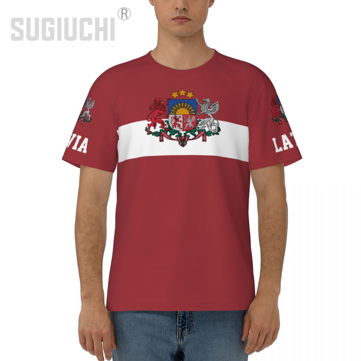 ユニセックス国家 Tシャツラトビア国旗ラトビア人 Tシャツジ - Sports Equipment Jersey のレビューと価格