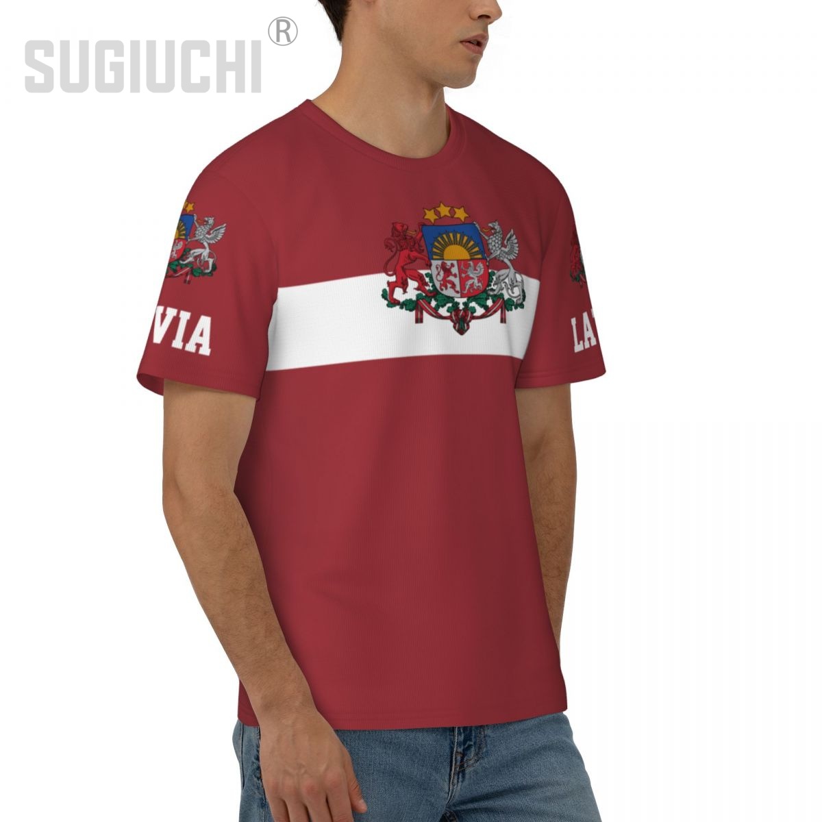ユニセックス国家 Tシャツラトビア国旗ラトビア人 Tシャツジ - Sports Equipment Jersey のレビューと価格