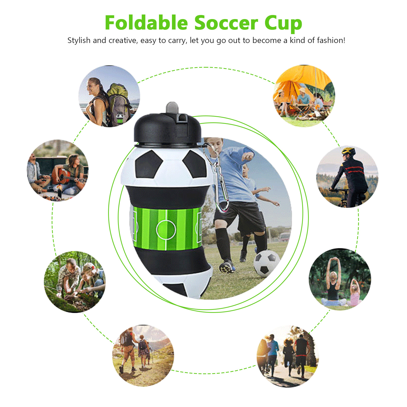 550ml 折りたたみ式サッカーウォーターボトル 食品グレー - Sports Equipment Types のレビューと価格