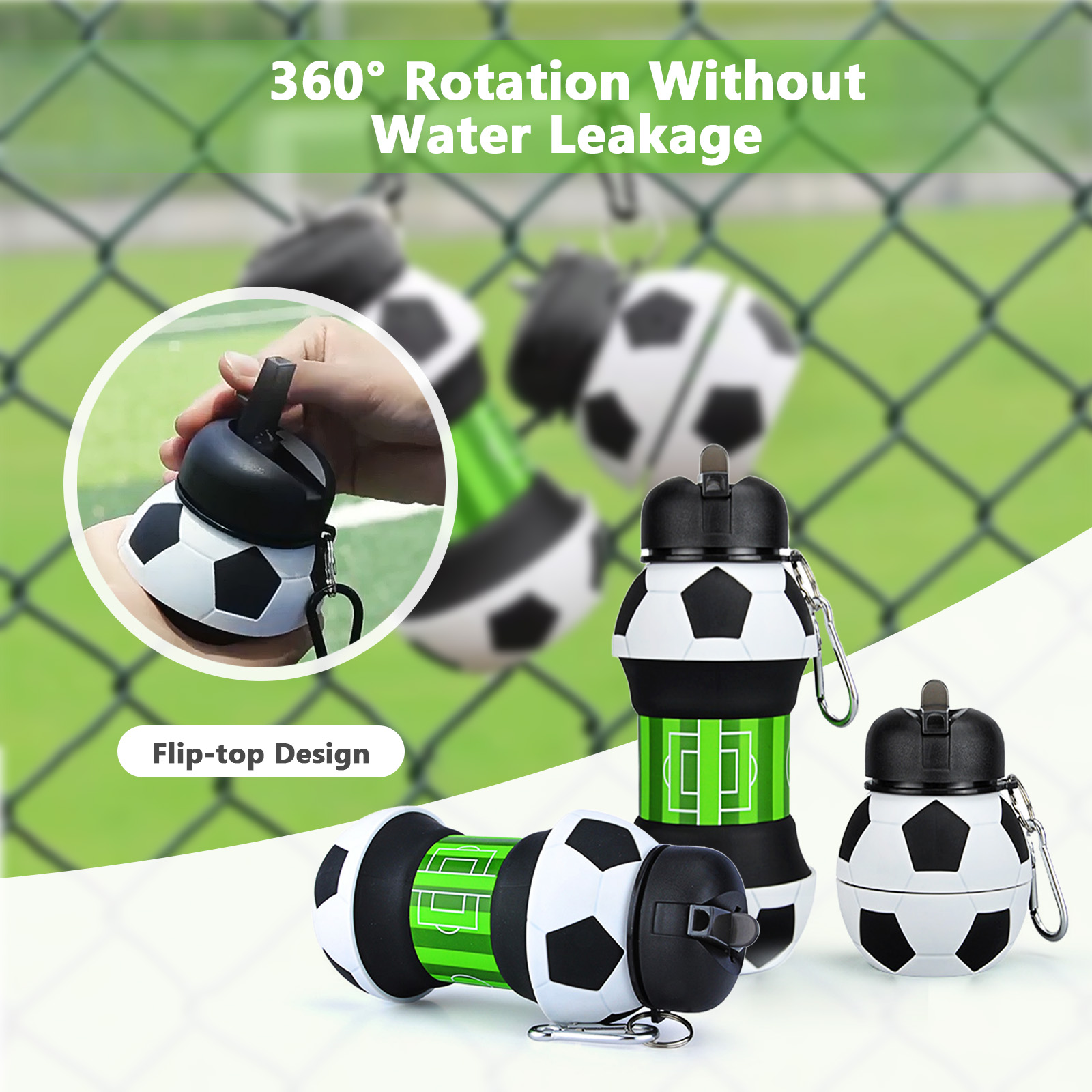 550ml 折りたたみ式サッカーウォーターボトル 食品グレー - Sports Equipment Types のレビューと価格